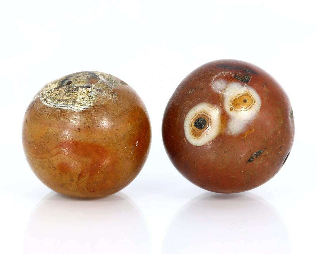 Two Antique Himalayan Tibetan Carnelian Mala dZi Beads: Dimension: 23x23x22mm New - Produced within the last 20 years Vintage - Over 20 years of age but less than 100 years of age Antique - Over 100 years of age but less than 500 years of age Ancient - Ove