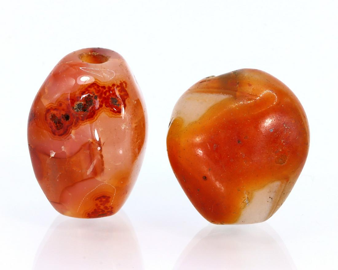Two Antique Himalayan Tibetan Carnelian Mala dZi Beads: Dimension: 16.5x13x12mm New - Produced within the last 20 years Vintage - Over 20 years of age but less than 100 years of age Antique - Over 100 years of age but less than 500 years of age Ancient - O