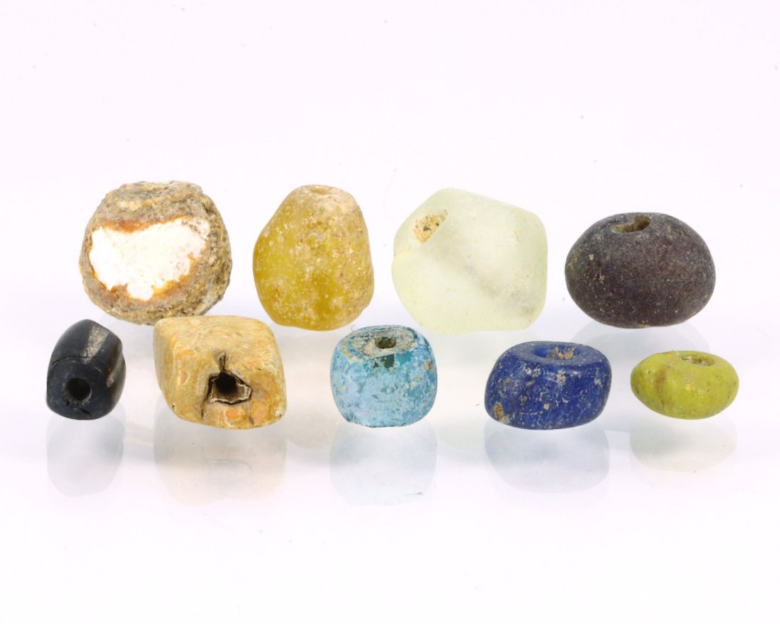 Nine Ancient Glass Beads from The Late Berenike Harbor Temenos Ancient Egyptian Beads (1 of 2)