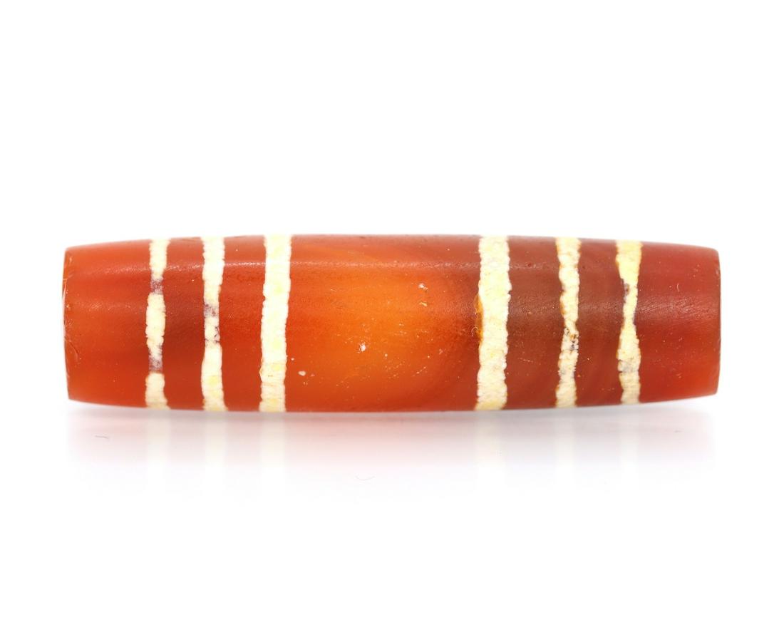 An Antique Tibetan Original Bow Shape 6 Stripes Chung dZi Bead Asian Art Collection (1 of 4)