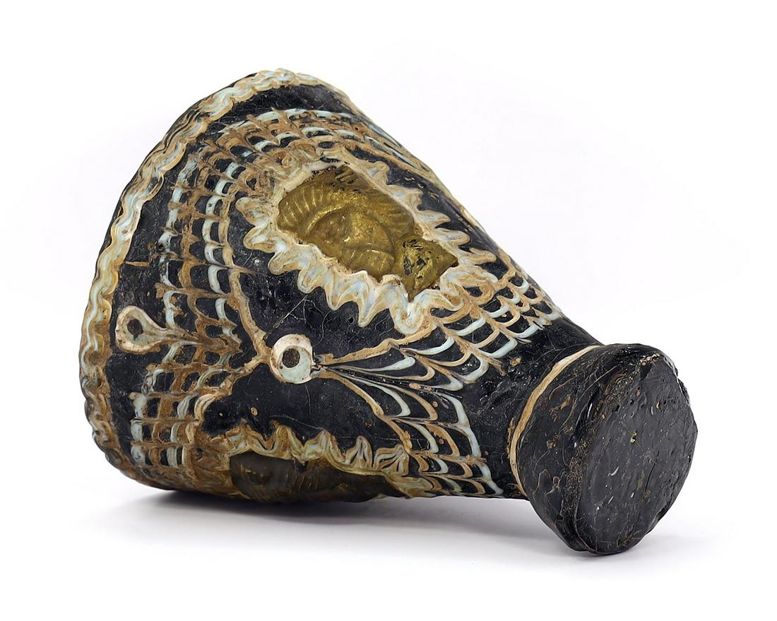 4 17/32 Inches Ancient Western Asiatic Phoenician Roman Glass Cup: Dimension: 4 17/32 Inches New - Produced within the last 20 years Vintage - Over 20 years of age but less than 100 years of age Antique - Over 100 years of age but less than 500 years of age Ancient -
