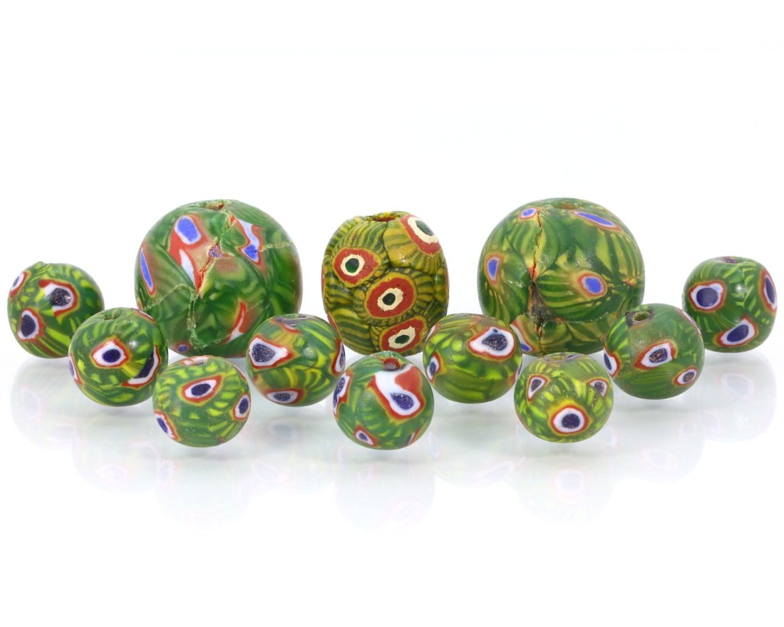 Lot of 12 Venetian Mosaic Millefiori Lampwork Glass Beads (1 of 2)