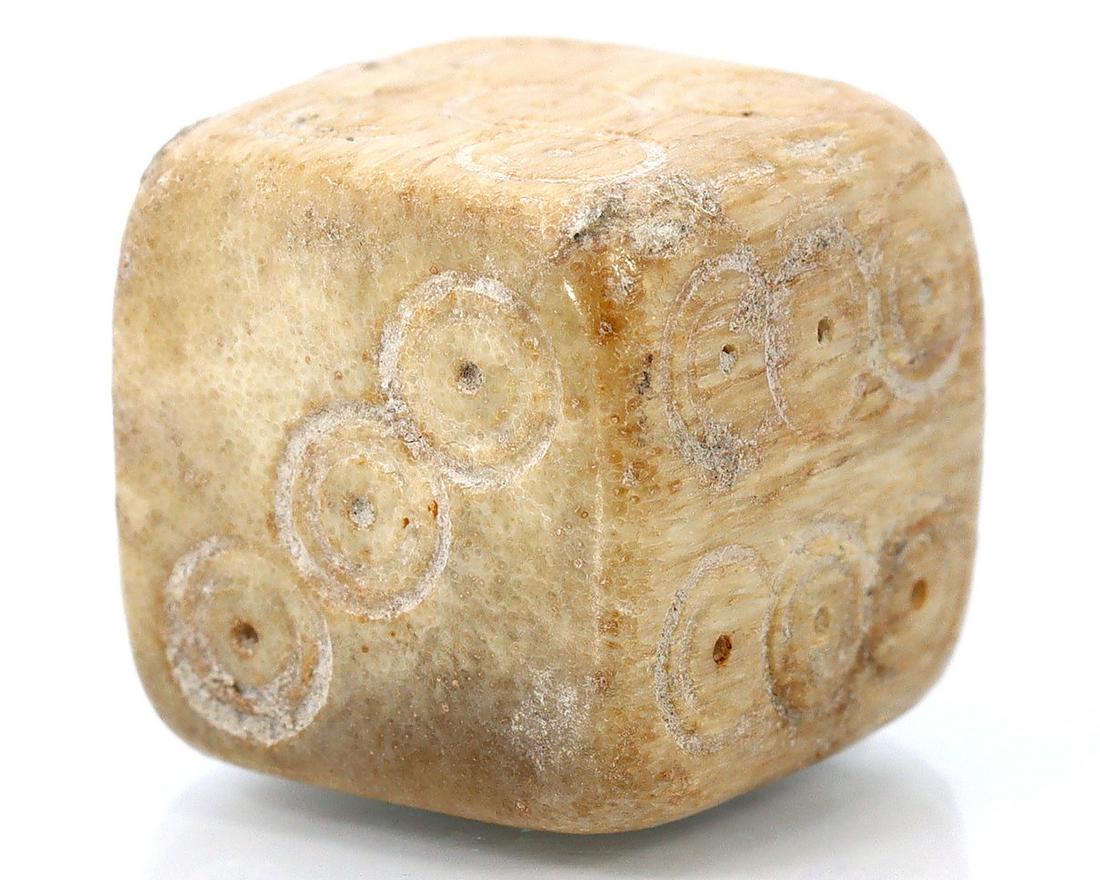 Ancient Roman Gambling Gaming Bone Dice 1st-3rd Century AD: Dimension: 14x13mm Thousand Planet Auction House Season 2 Asian Treasure Hunt Auction, auction including Abstract Oil Painting, Sculptures & Carvings, Statues & Statuettes, Bust Carving, Signet Rings,