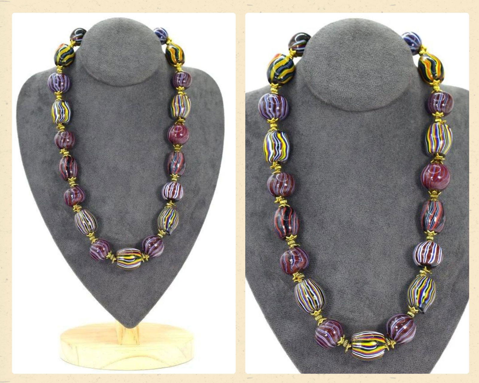 Murano Millefiori Glass Paperweights Venetian Art Glass Beads Necklace: Length: 20 55/64 inches Thousand Planet Auction House Season 2 Asian Treasure Hunt Auction, auction including Abstract Oil Painting, Sculptures & Carvings, Statues & Statuettes, Bust Carving, Signet R