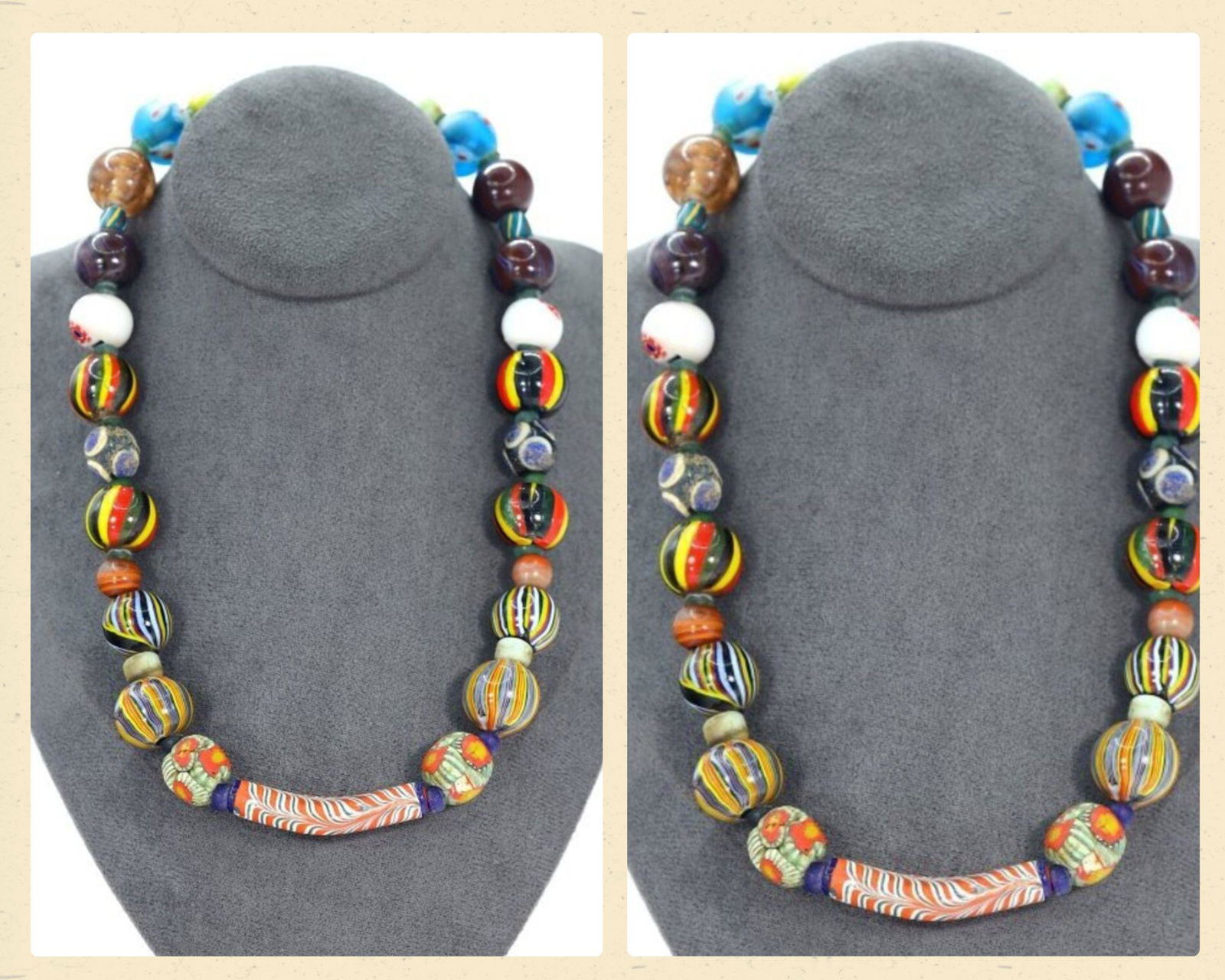 Murano Millefiori Glass Paperweights Venetian Art Glass Beads Necklace: Length: 20 5/64 inches Thousand Planet Auction House Season 2 Asian Treasure Hunt Auction, auction including Abstract Oil Painting, Sculptures & Carvings, Statues & Statuettes, Bust Carving, Signet Ri