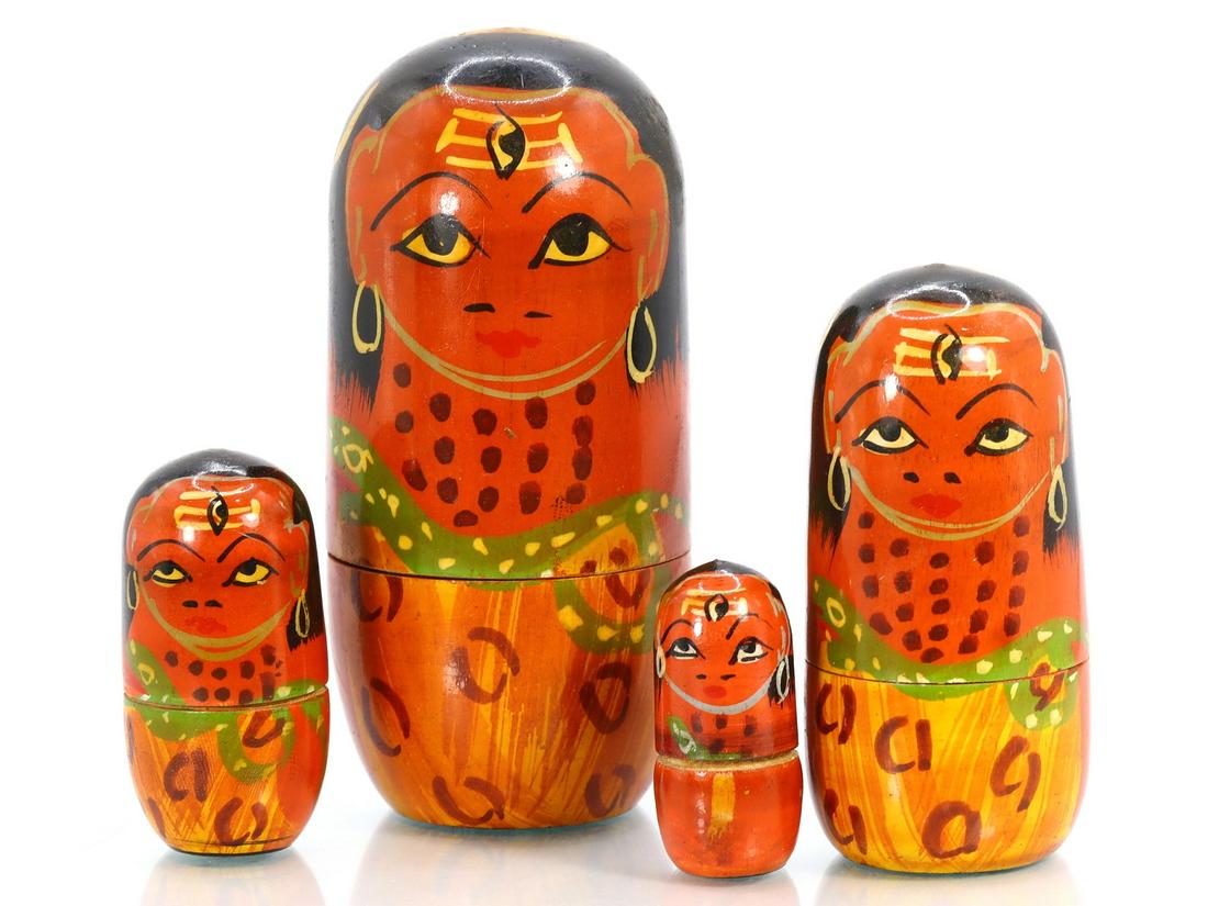 Russian Matryoshka Wooden Cartoon Nesting Doll: Dimension: 3 35/64 inches Thousand Planet Auction House Season 2 Asian Treasure Hunt Auction, auction including Abstract Oil Painting, Sculptures & Carvings, Statues & Statuettes, Bust Carving, Signet