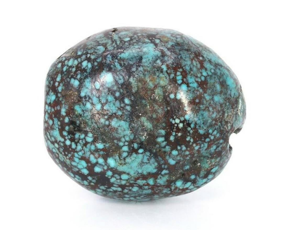An Old Himalayan Tibetan Chinese Turquoise Bead: Dimension: 21.8x19.2x13mm Thousand Planet Auction House Season 2 Asian Treasure Hunt Auction, auction including Abstract Oil Painting, Sculptures & Carvings, Statues & Statuettes, Bust Carving, Signet