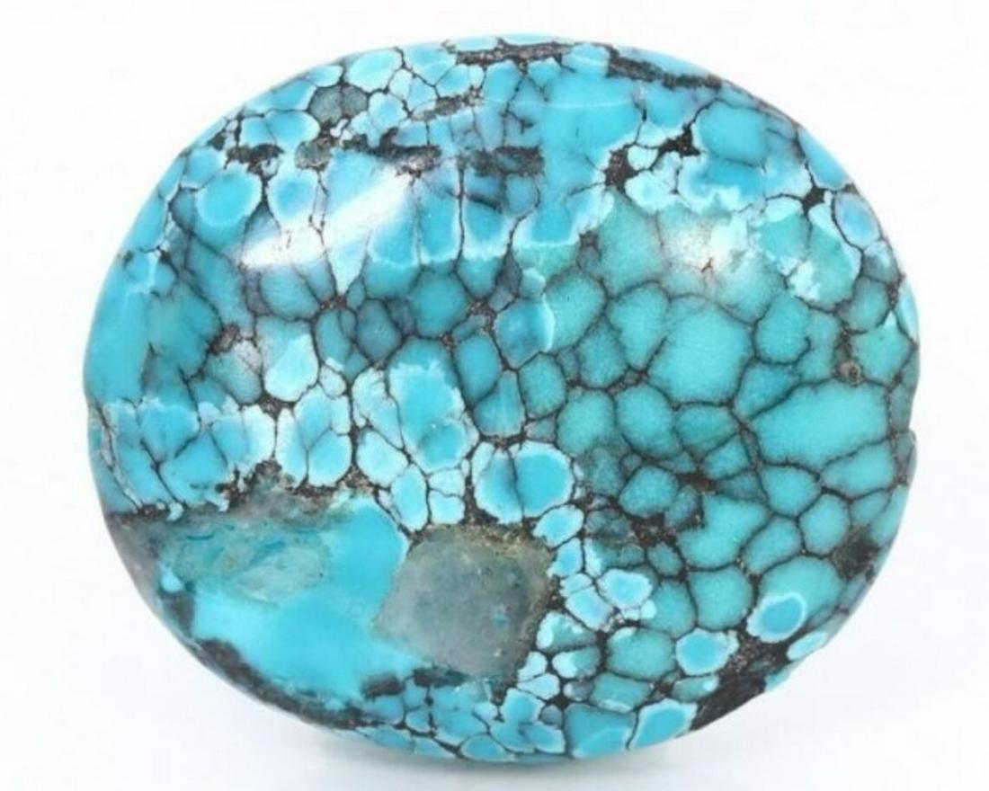 An Old Himalayan Tibetan Chinese Turquoise Bead: Dimension: 23.7x20.7x9mm Thousand Planet Auction House Season 2 Asian Treasure Hunt Auction, auction including Abstract Oil Painting, Sculptures & Carvings, Statues & Statuettes, Bust Carving, Signet