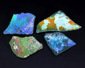 Four Ancient surface iridescent Roman Glass Slags Collections: Dimension: 2 1/64-2 7/8inches Thousand Planet Auction House Season 2 Asian Treasure Hunt Auction, auction including Abstract Oil Painting, Sculptures & Carvings, Statues & Statuettes, Bust Carving, Si