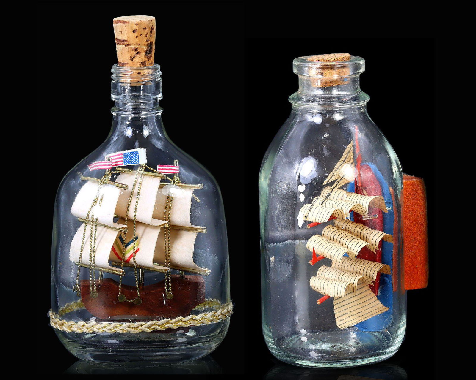 Two Vintage Ship in a Bottle: Length: 5 29/32 inches - 4 21/64 inches Thousand Planet Auction House Season 2 Asian Treasure Hunt Auction, auction including Abstract Oil Painting, Sculptures & Carvings, Statues & Statuettes, Bust C