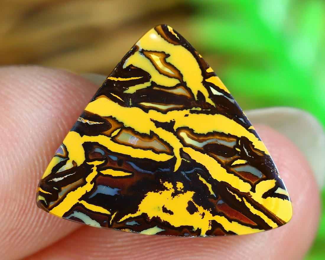 5.9Ct Natural Loose Australian Koroit Yowah Boulder Opal Cabochon: Dimension: 16.7x13.8mm Natural History of Australian Opal & Mineral Auction by Thousand Planet Auction House featuring the beauty of Boulder Opal art in cabochon cutting and rough, well known Australi