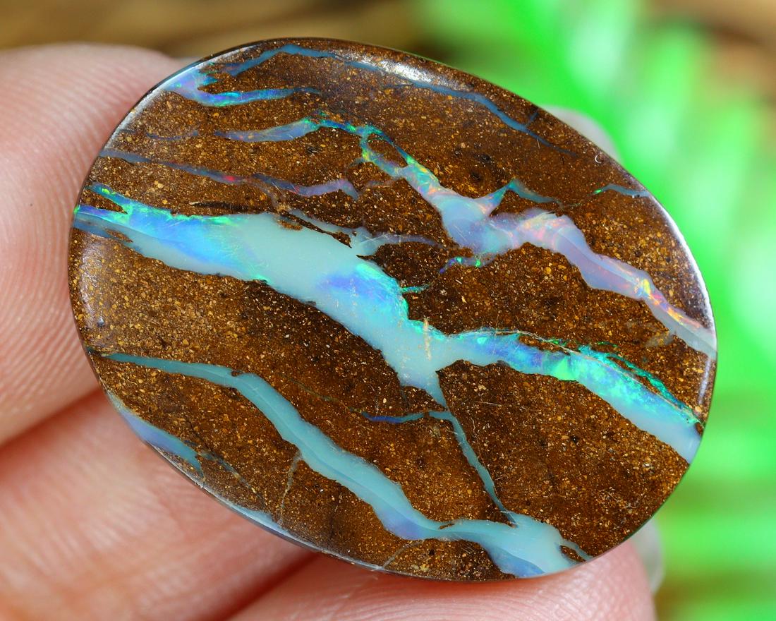 13.9Ct Natural Loose Australian Koroit Yowah Boulder Opal Cabochon: Dimension: 23.3x17.7mm Natural History of Australian Opal & Mineral Auction by Thousand Planet Auction House featuring the beauty of Boulder Opal art in cabochon cutting and rough, well known Australi