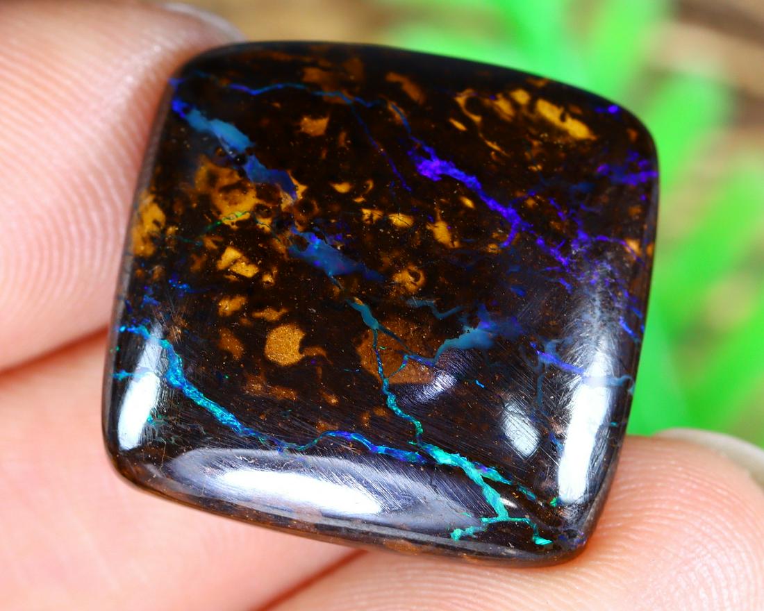 16.45Ct Natural Loose Australian Koroit Yowah Boulder Opal Cabochon: Dimension: 18.2x17.8mm Natural History of Australian Opal & Mineral Auction by Thousand Planet Auction House featuring the beauty of Boulder Opal art in cabochon cutting and rough, well known Australi