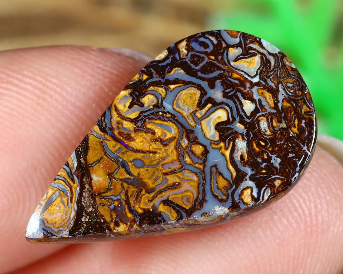 9Ct Natural Loose Australian Koroit Yowah Boulder Opal Cabochon: Dimension: 19x11.4mm Natural History of Australian Opal & Mineral Auction by Thousand Planet Auction House featuring the beauty of Boulder Opal art in cabochon cutting and rough, well known Australian