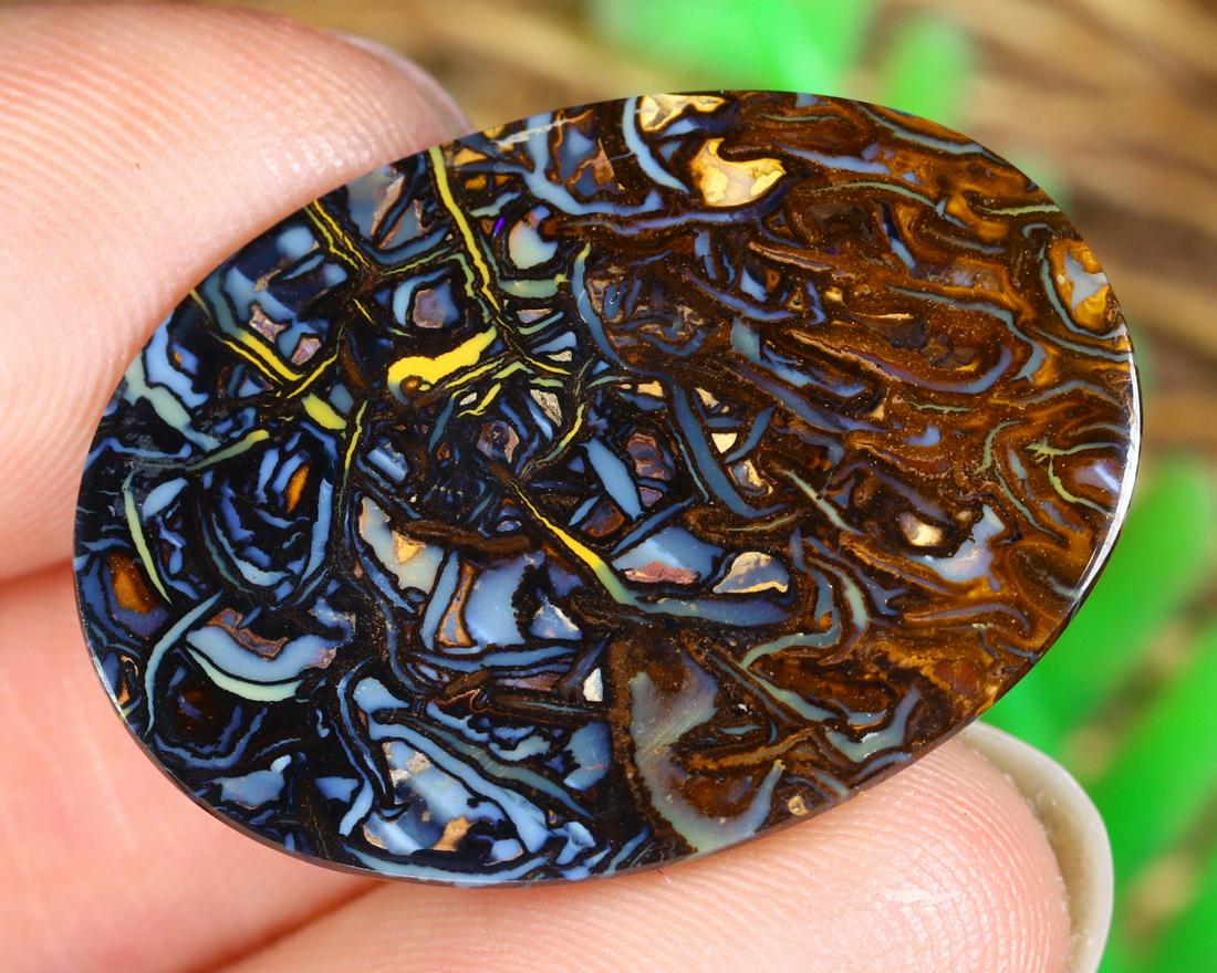 14.5Ct Natural Loose Australian Koroit Yowah Boulder Opal Cabochon: Dimension: 25x18mm Natural History of Australian Opal & Mineral Auction by Thousand Planet Auction House featuring the beauty of Boulder Opal art in cabochon cutting and rough, well known Australian L