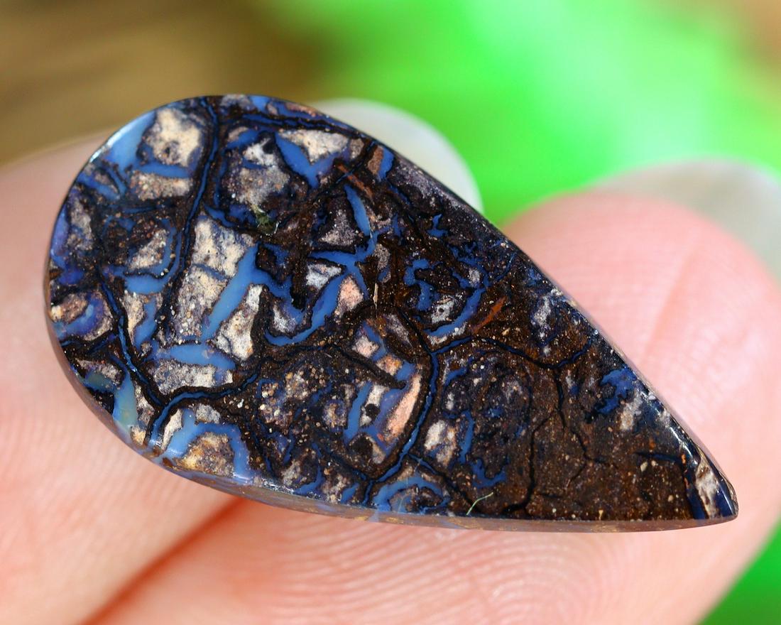 8.75Ct Natural Loose Australian Koroit Yowah Boulder Opal Cabochon: Dimension: 21.5x11.2mm Natural History of Australian Opal & Mineral Auction by Thousand Planet Auction House featuring the beauty of Boulder Opal art in cabochon cutting and rough, well known Australi