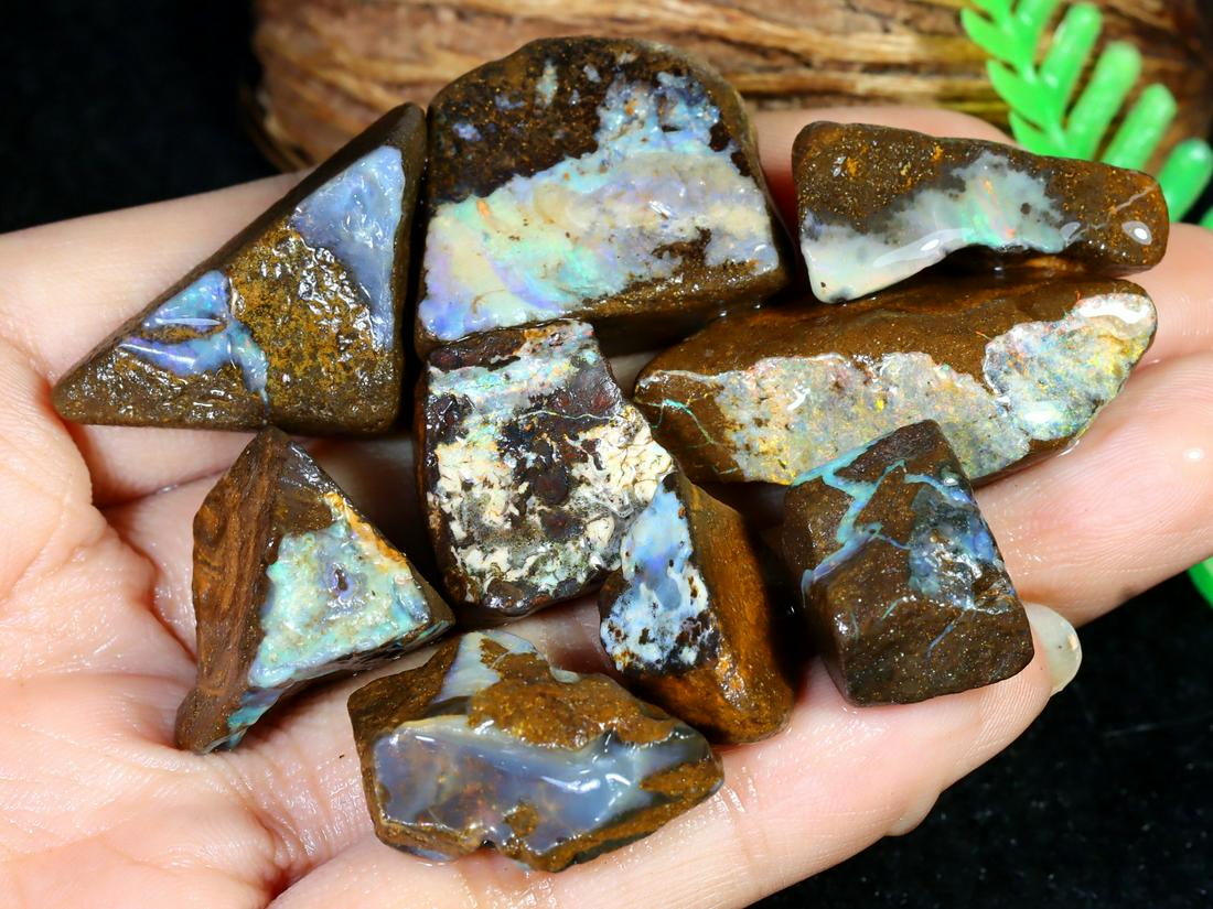 235Ct Natural Australian Koroit Yowah Boulder Opal Rough Specimens: Dimension: 24x20mm Natural History of Australian Opal & Mineral Auction by Thousand Planet Auction House featuring the beauty of Boulder Opal art in cabochon cutting and rough, well known Australian L