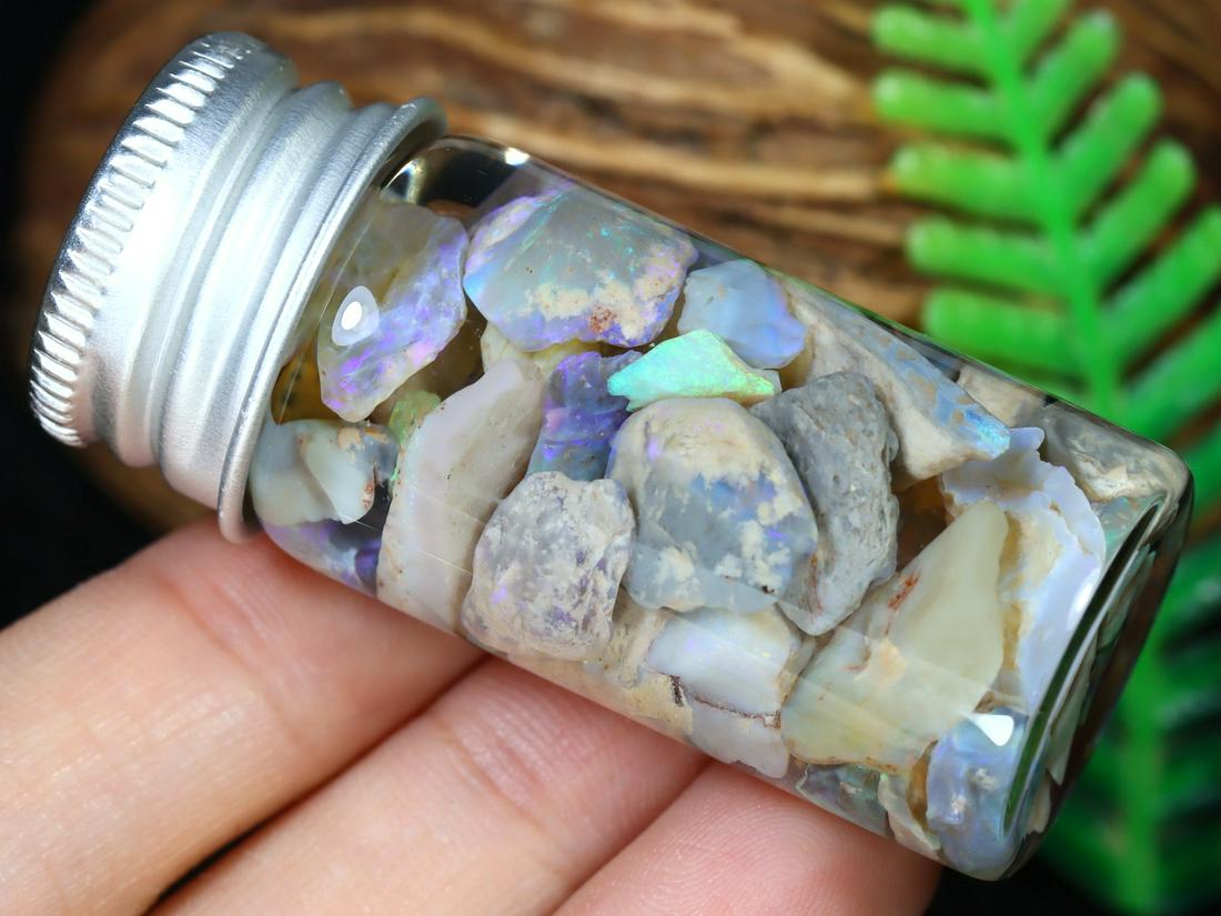 54.5Ct Natural Australian Lightning Ridge Black Opal Specimen Rough Jar (1 of 3)