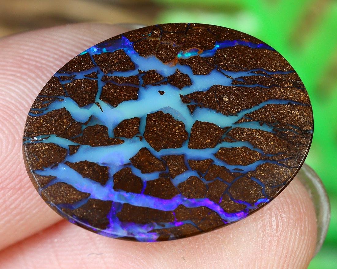 8.9Ct Natural Loose Australian Koroit Yowah Boulder Opal Cabochon: Dimension: 18.8x14.3mm Natural History of Australian Opal & Mineral Auction by Thousand Planet Auction House featuring the beauty of Boulder Opal art in cabochon cutting and rough, well known Australi