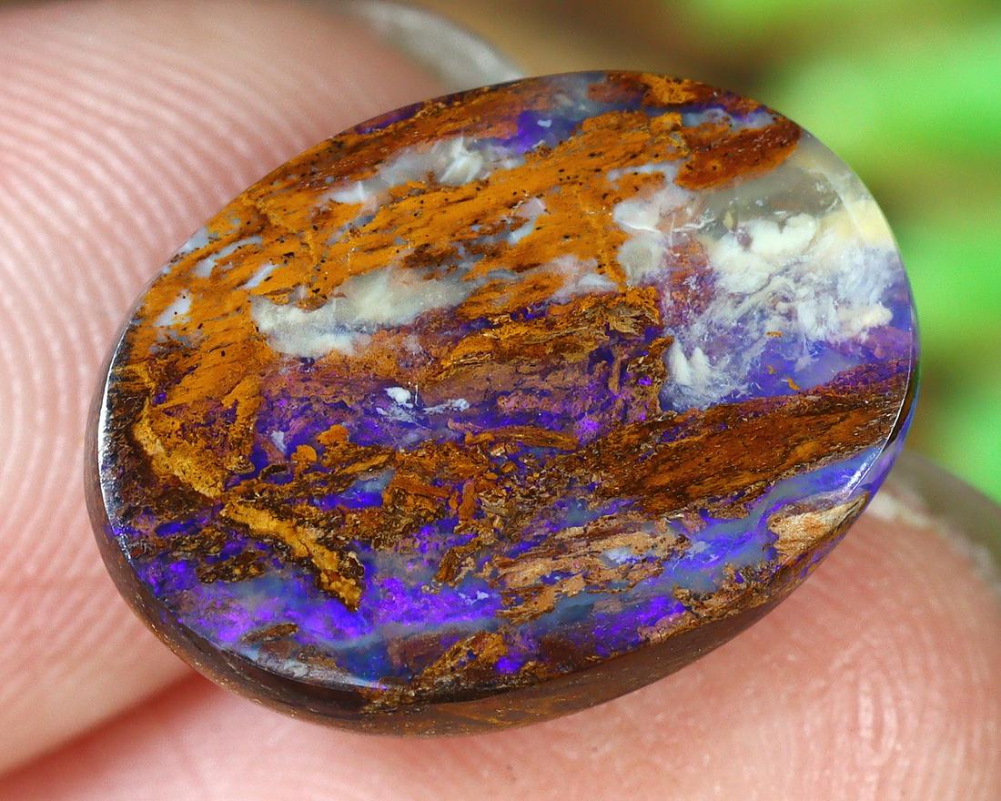 6.8Ct Natural Loose Australian Koroit Yowah Boulder Opal Cabochon: Dimension: 14.5x10.8mm Natural History of Australian Opal & Mineral Auction by Thousand Planet Auction House featuring the beauty of Boulder Opal art in cabochon cutting and rough, well known Australi