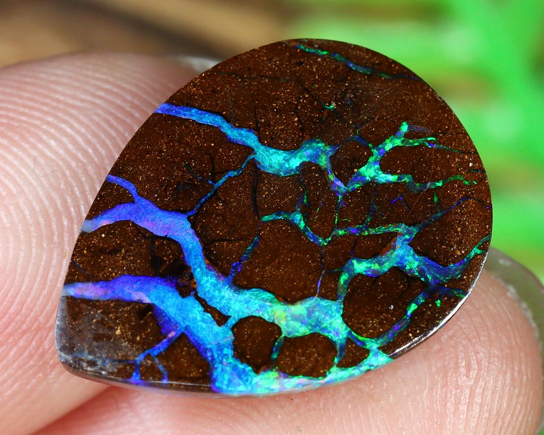 5.5Ct Natural Loose Australian Koroit Yowah Boulder Opal Cabochon: Dimension: 16.7x12.5mm Natural History of Australian Opal & Mineral Auction by Thousand Planet Auction House featuring the beauty of Boulder Opal art in cabochon cutting and rough, well known Australi