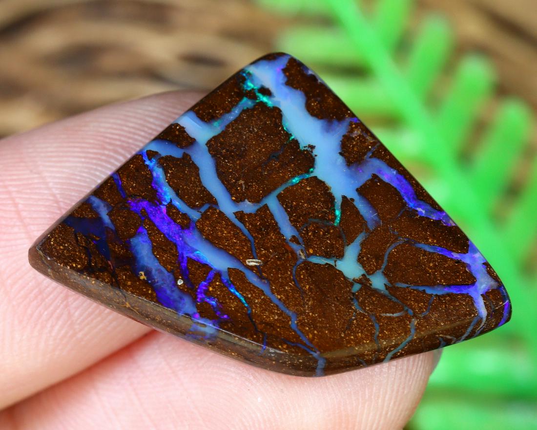 12.4Ct Natural Loose Australian Koroit Yowah Boulder Opal Cabochon: Dimension: 26.8x19mm Natural History of Australian Opal & Mineral Auction by Thousand Planet Auction House featuring the beauty of Boulder Opal art in cabochon cutting and rough, well known Australian