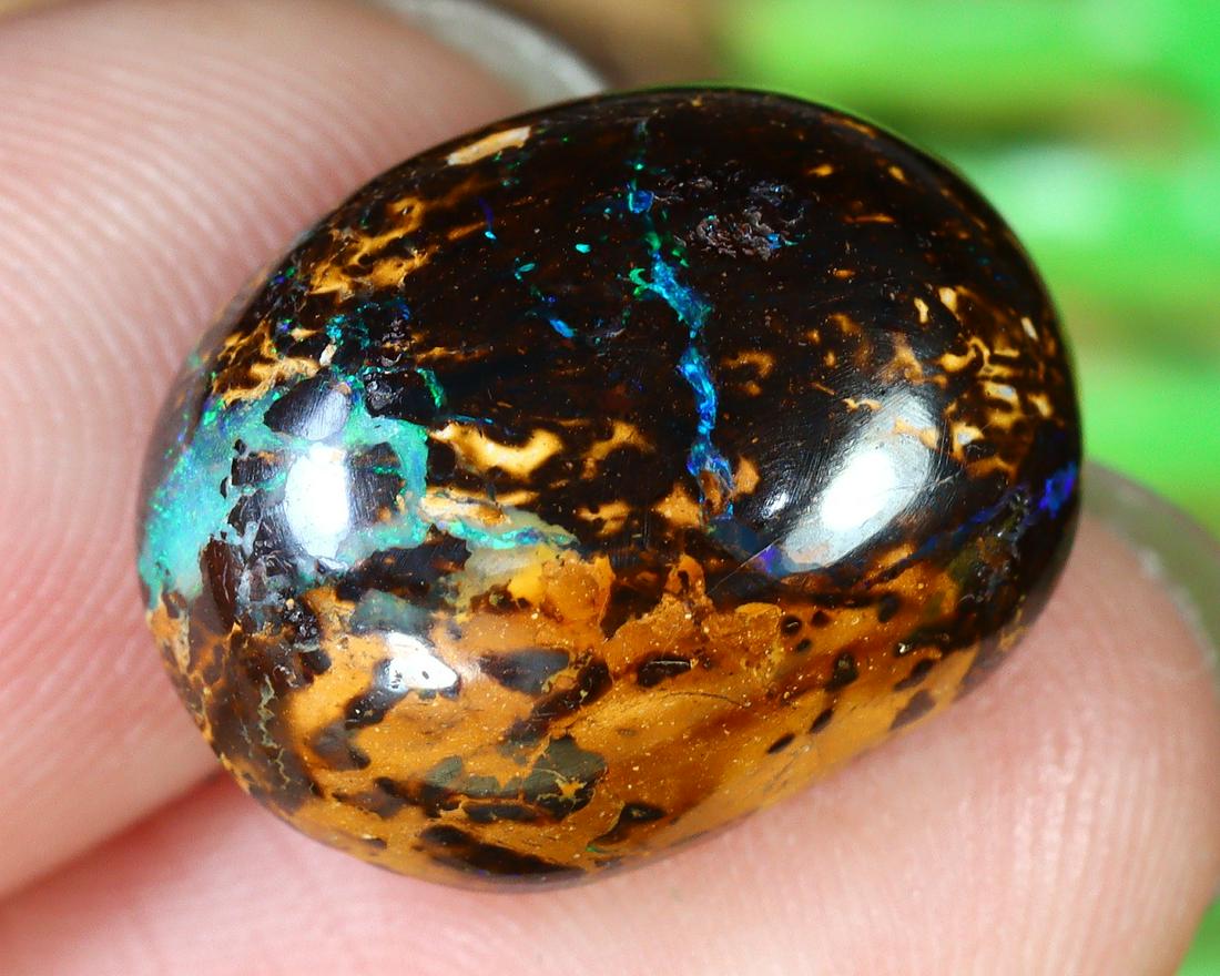 9.2Ct Natural Loose Australian Koroit Yowah Boulder Opal Cabochon: Dimension: 14.9x11.5mm Natural History of Australian Opal & Mineral Auction by Thousand Planet Auction House featuring the beauty of Boulder Opal art in cabochon cutting and rough, well known Australi