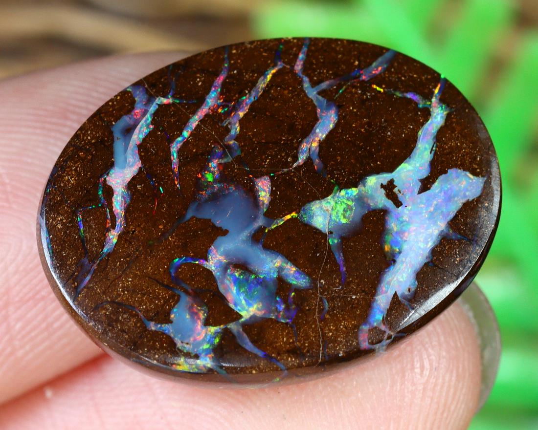 16.1Ct Natural Loose Australian Koroit Yowah Boulder Opal Cabochon: Dimension: 20.3x15.6mm Natural History of Australian Opal & Mineral Auction by Thousand Planet Auction House featuring the beauty of Boulder Opal art in cabochon cutting and rough, well known Australi