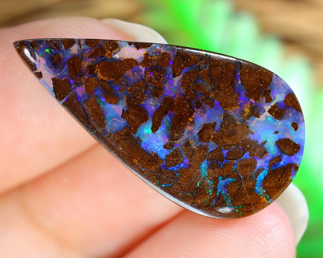 9.83Ct Natural Loose Australian Koroit Yowah Boulder Opal Cabochon: Dimension: 28.1x14.4mm Natural History of Australian Opal & Mineral Auction by Thousand Planet Auction House featuring the beauty of Boulder Opal art in cabochon cutting and rough, well known Australi