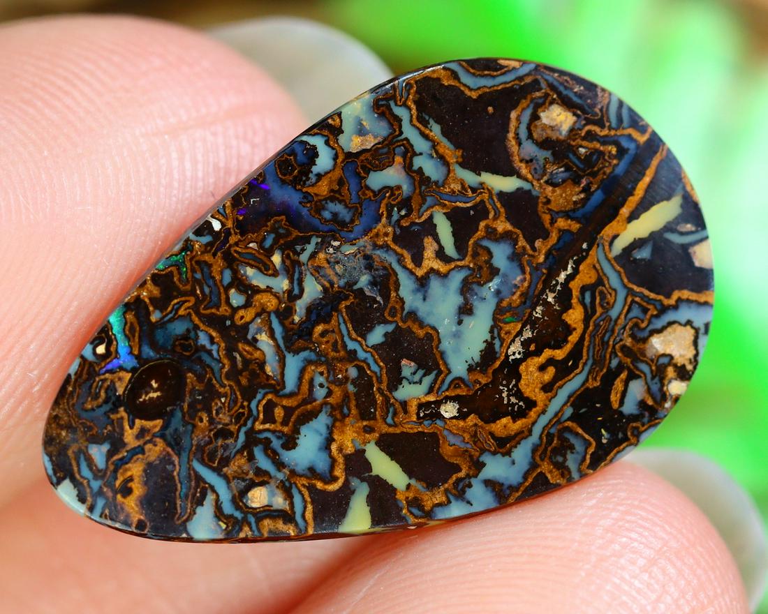 7.47Ct Natural Loose Australian Koroit Yowah Boulder Opal Cabochon: Dimension: 20.3x12.6mm Natural History of Australian Opal & Mineral Auction by Thousand Planet Auction House featuring the beauty of Boulder Opal art in cabochon cutting and rough, well known Australi
