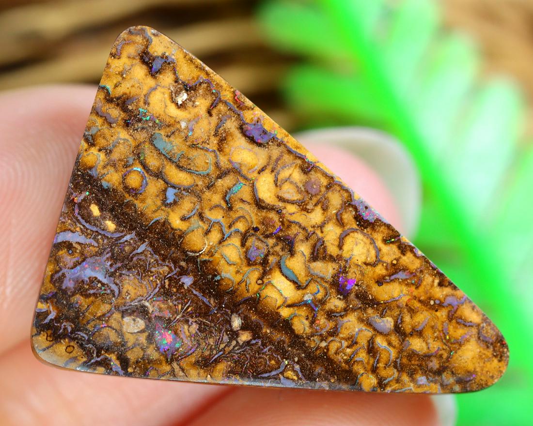 20.8Ct Natural Loose Australian Koroit Yowah Boulder Opal Cabochon: Dimension: 25x18.6mm Natural History of Australian Opal & Mineral Auction by Thousand Planet Auction House featuring the beauty of Boulder Opal art in cabochon cutting and rough, well known Australian