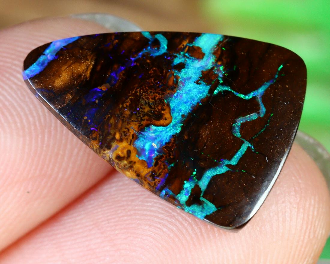 8Ct Natural Loose Australian Koroit Yowah Boulder Opal Cabochon: Dimension: 17.6x12.9mm Natural History of Australian Opal & Mineral Auction by Thousand Planet Auction House featuring the beauty of Boulder Opal art in cabochon cutting and rough, well known Australi