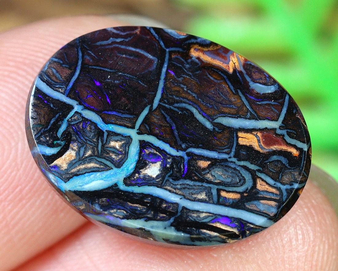 9.24Ct Natural Loose Australian Koroit Yowah Boulder Opal Cabochon: Dimension: 17x12.7mm Natural History of Australian Opal & Mineral Auction by Thousand Planet Auction House featuring the beauty of Boulder Opal art in cabochon cutting and rough, well known Australian