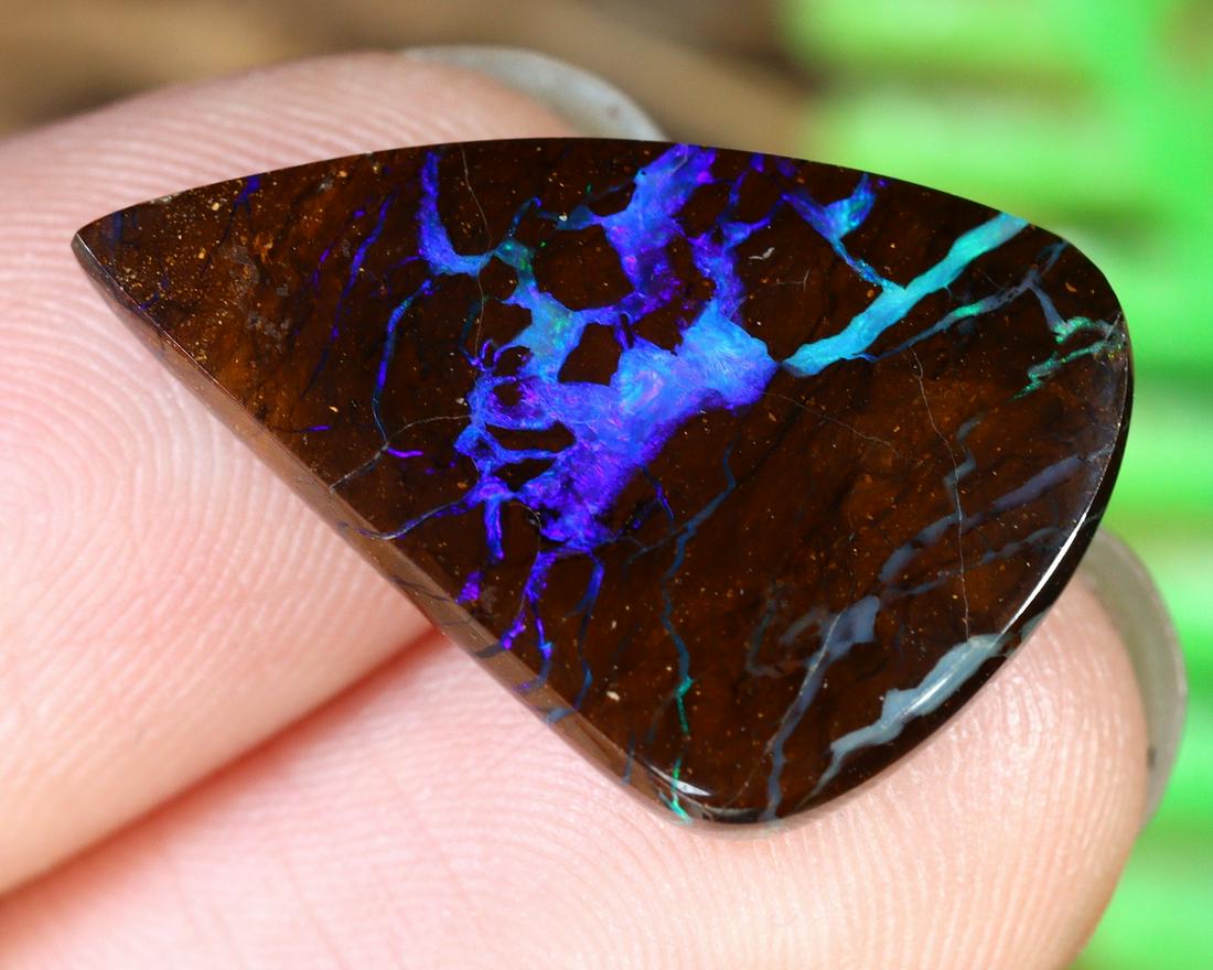 9.71Ct Natural Loose Australian Koroit Yowah Boulder Opal Cabochon: Dimension: 20.5x13.7mm Natural History of Australian Opal & Mineral Auction by Thousand Planet Auction House featuring the beauty of Boulder Opal art in cabochon cutting and rough, well known Australi
