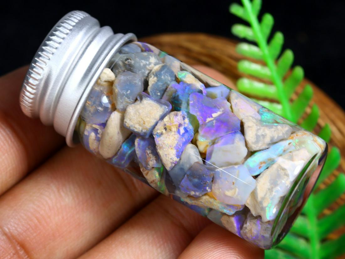 62Ct Natural Australian Lightning Ridge Black Opal Specimen Rough Jar (1 of 3)