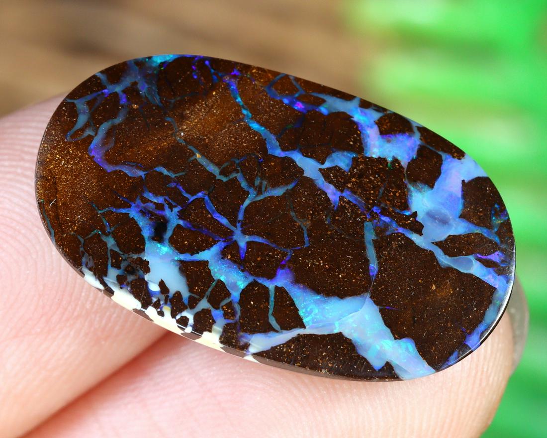 9.1Ct Natural Loose Australian Koroit Yowah Boulder Opal Cabochon: Dimension: 22.5x13.4mm Natural History of Australian Opal & Mineral Auction by Thousand Planet Auction House featuring the beauty of Boulder Opal art in cabochon cutting and rough, well known Australi