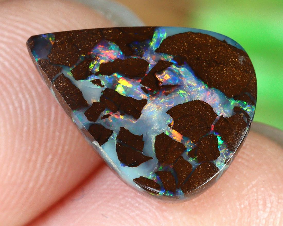4.6Ct Natural Loose Australian Koroit Yowah Boulder Opal Cabochon: Dimension: 13.2x10mm Natural History of Australian Opal & Mineral Auction by Thousand Planet Auction House featuring the beauty of Boulder Opal art in cabochon cutting and rough, well known Australian