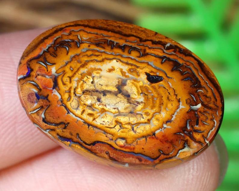 15.1Ct Natural Loose Australian Koroit Yowah Boulder Opal Cabochon: Dimension: 21.7x14.8mm Natural History of Australian Opal & Mineral Auction by Thousand Planet Auction House featuring the beauty of Boulder Opal art in cabochon cutting and rough, well known Australi