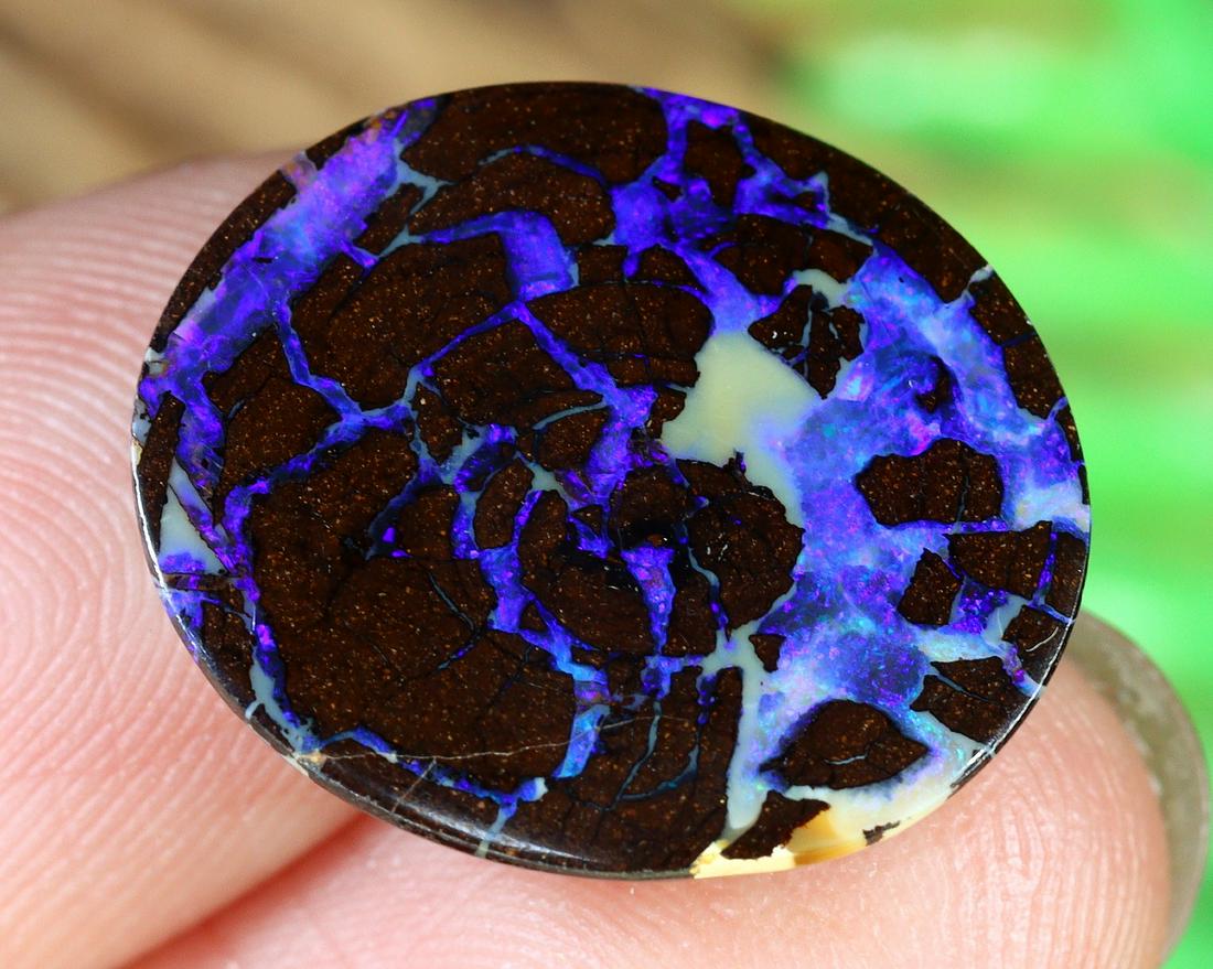 7.9Ct Natural Loose Australian Koroit Yowah Boulder Opal Cabochon: Dimension: 17x14.5mm Natural History of Australian Opal & Mineral Auction by Thousand Planet Auction House featuring the beauty of Boulder Opal art in cabochon cutting and rough, well known Australian