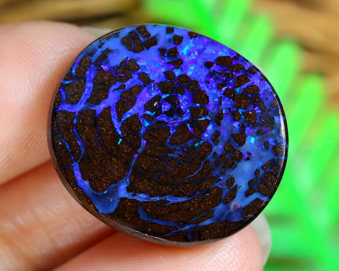 20.7Ct Natural Loose Australian Koroit Yowah Boulder Opal Cabochon: Dimension: 20.9x18.3mm Natural History of Australian Opal & Mineral Auction by Thousand Planet Auction House featuring the beauty of Boulder Opal art in cabochon cutting and rough, well known Australi