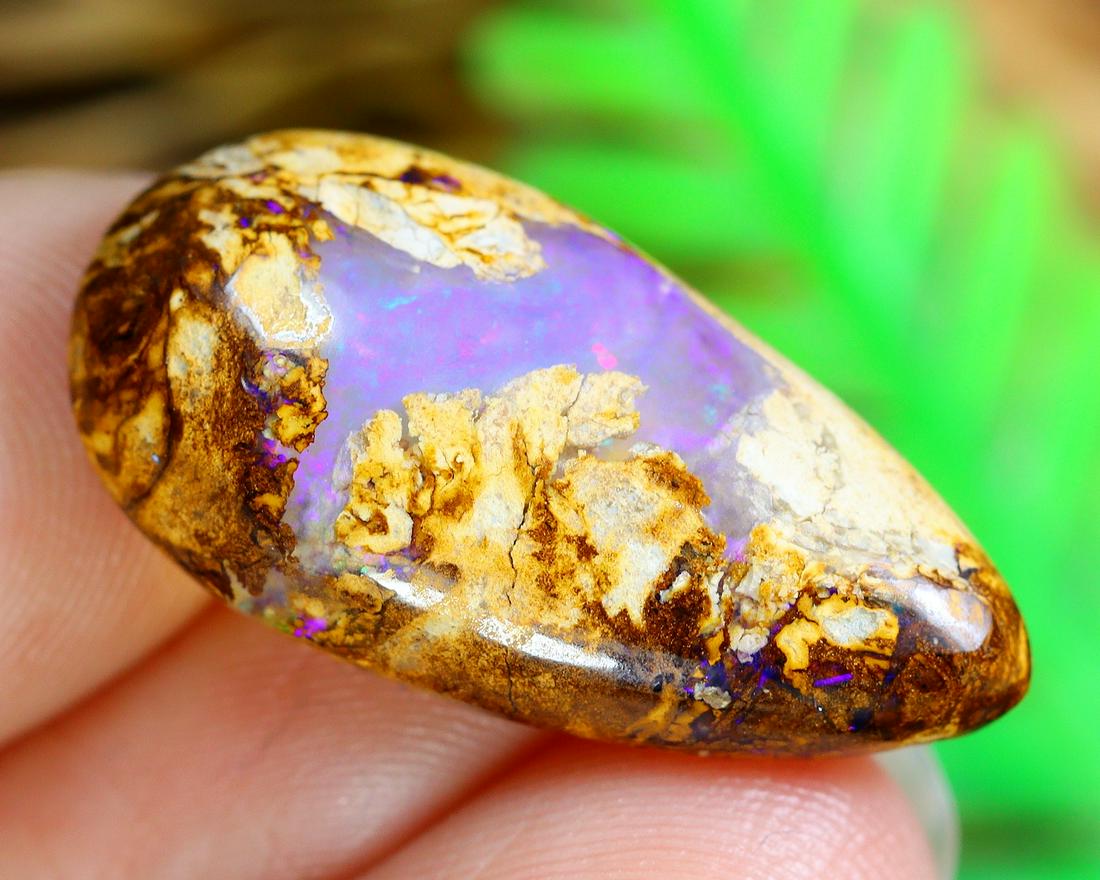 8.22Ct Natural Loose Australian Koroit Yowah Boulder Opal Cabochon: Dimension: 23.3x11.9mm Natural History of Australian Opal & Mineral Auction by Thousand Planet Auction House featuring the beauty of Boulder Opal art in cabochon cutting and rough, well known Australi