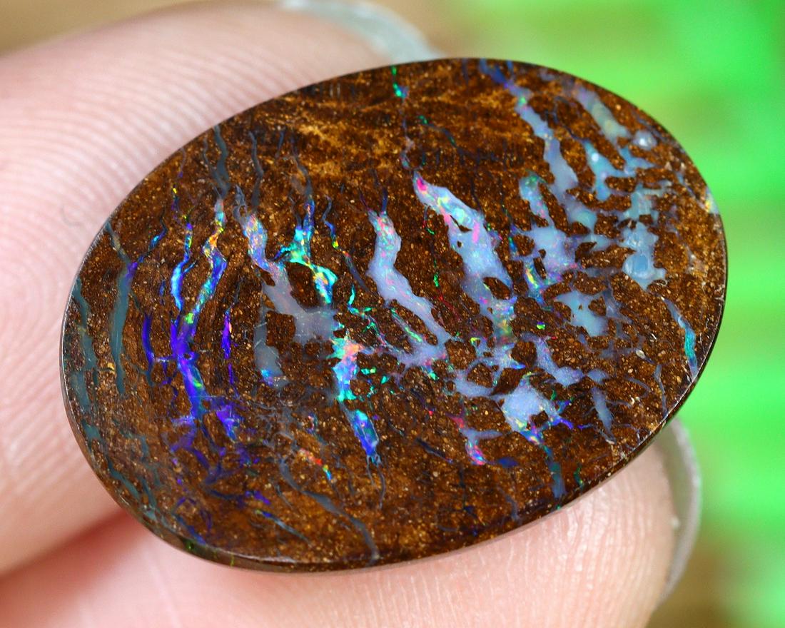 8.55Ct Natural Loose Australian Koroit Yowah Boulder Opal Cabochon: Dimension: 19x14mm Natural History of Australian Opal & Mineral Auction by Thousand Planet Auction House featuring the beauty of Boulder Opal art in cabochon cutting and rough, well known Australian L