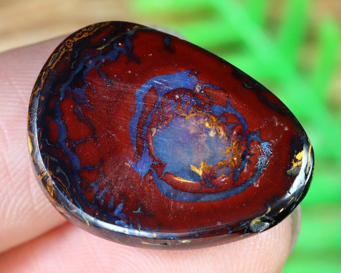 15.9Ct Natural Loose Australian Koroit Yowah Boulder Opal Cabochon: Dimension: 20x15.3mm Natural History of Australian Opal & Mineral Auction by Thousand Planet Auction House featuring the beauty of Boulder Opal art in cabochon cutting and rough, well known Australian