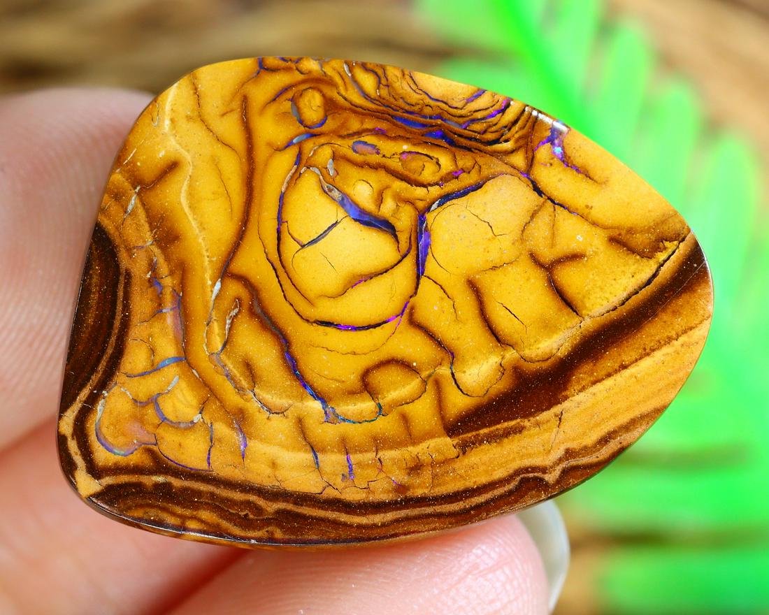 19.8Ct Natural Loose Australian Koroit Yowah Boulder Opal Cabochon: Dimension: 26.2x19.3mm Natural History of Australian Opal & Mineral Auction by Thousand Planet Auction House featuring the beauty of Boulder Opal art in cabochon cutting and rough, well known Australi