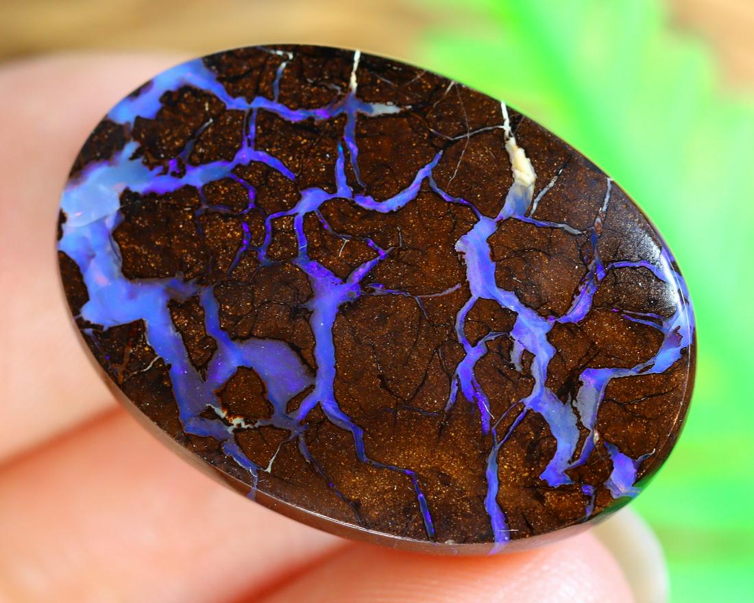 27.6Ct Natural Loose Australian Koroit Yowah Boulder Opal Cabochon: Dimension: 23.4x16.5mm Natural History of Australian Opal & Mineral Auction by Thousand Planet Auction House featuring the beauty of Boulder Opal art in cabochon cutting and rough, well known Australi