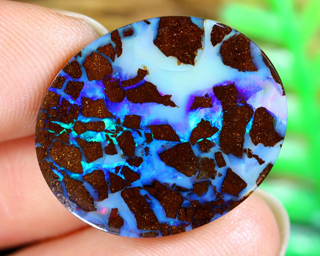 16Ct Natural Loose Australian Koroit Yowah Boulder Opal Cabochon: Dimension: 21.7x18.3mm Natural History of Australian Opal & Mineral Auction by Thousand Planet Auction House featuring the beauty of Boulder Opal art in cabochon cutting and rough, well known Australi