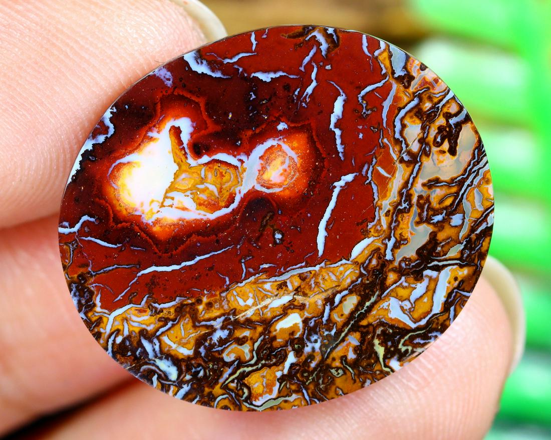 12.4Ct Natural Loose Australian Koroit Yowah Boulder Opal Cabochon: Dimension: 22.2x11.2mm Natural History of Australian Opal & Mineral Auction by Thousand Planet Auction House featuring the beauty of Boulder Opal art in cabochon cutting and rough, well known Australi