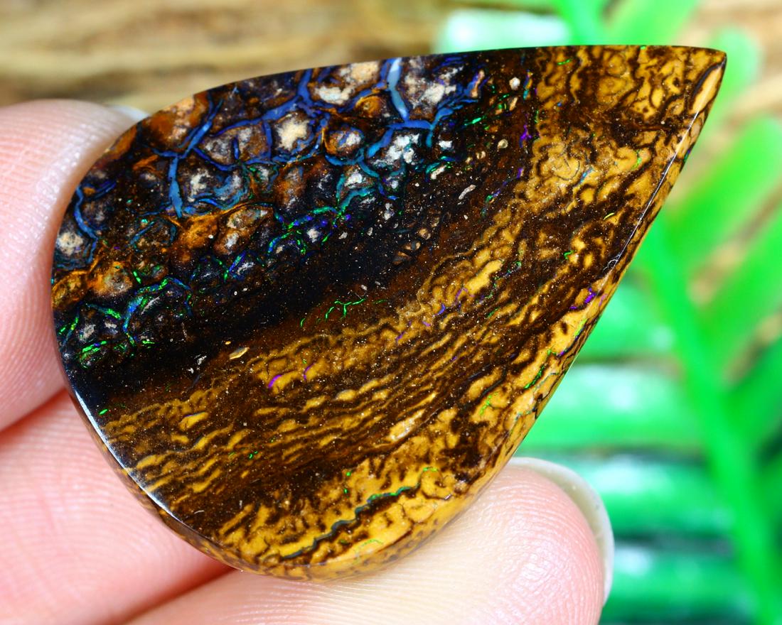38.7Ct Natural Loose Australian Koroit Yowah Boulder Opal Cabochon: Dimension: 31.7x22.7mm Natural History of Australian Opal & Mineral Auction by Thousand Planet Auction House featuring the beauty of Boulder Opal art in cabochon cutting and rough, well known Australi