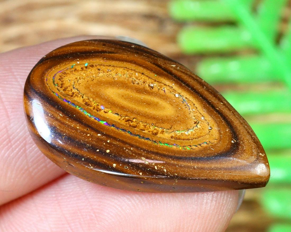 28.2Ct Natural Loose Australian Koroit Yowah Boulder Opal Cabochon: Dimension: 24.7x14.7mm Natural History of Australian Opal & Mineral Auction by Thousand Planet Auction House featuring the beauty of Boulder Opal art in cabochon cutting and rough, well known Australi