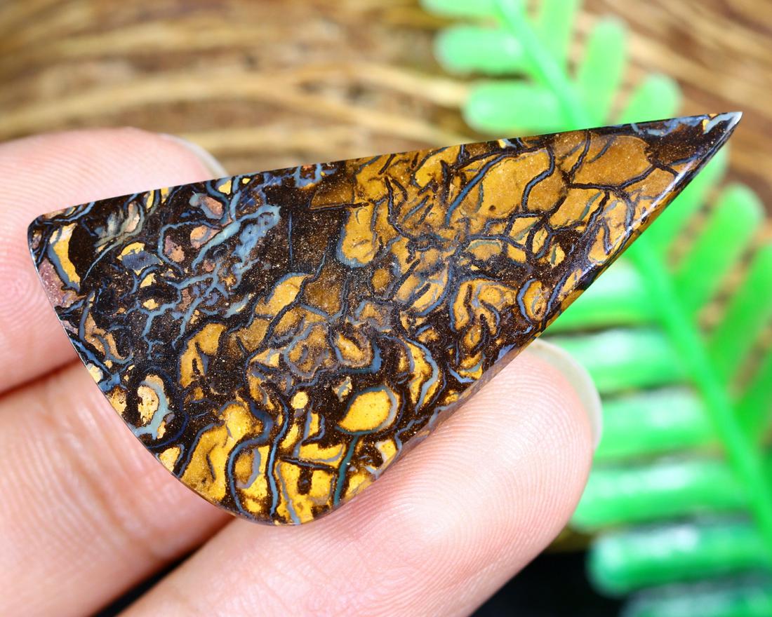 30.44Ct Natural Loose Australian Koroit Yowah Boulder Opal Cabochon: Dimension: 42x21.1x46mm Natural History of Australian Opal & Mineral Auction by Thousand Planet Auction House featuring the beauty of Boulder Opal art in cabochon cutting and rough, well known Austral